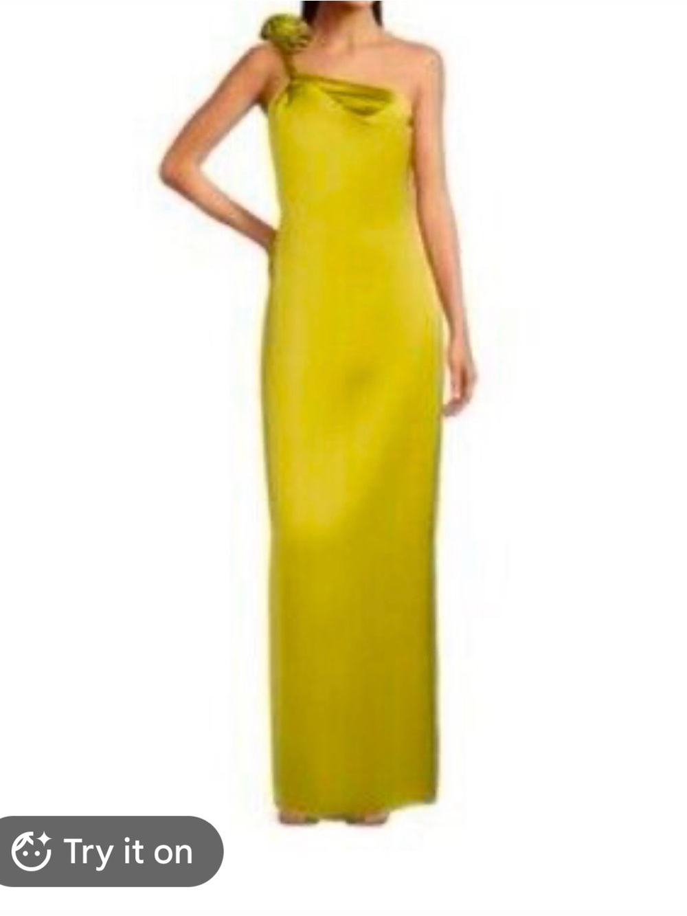 Marchesa gown One Shoulder 3d Flower Rose Midi Wedding Formal Party gold green 4
